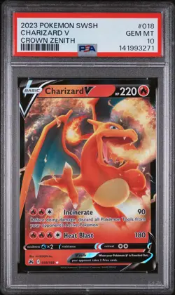 2023 POKEMON SWORD & SHIELD CROWN ZENITH #018 CHARIZARD V PSA 10 - Image 1