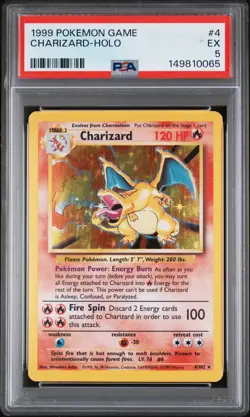 1999 POKEMON BASE SET UNLIMITED #4 CHARIZARD-HOLO PSA 5 - Image 1