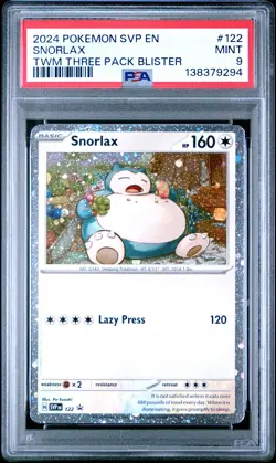 2024 POKEMON TWILIGHT MASQUERADE THREE PACK BLISTER #122 SNORLAX PSA 9 - Image 1