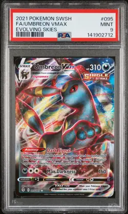 2021 POKEMON SWORD & SHIELD EVOLVING SKIES #095 FULL ART/UMBREON VMAX PSA 9 - Image 1