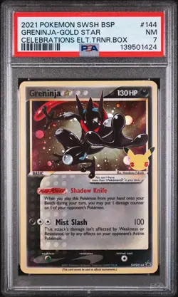 2021 POKEMON SWSH CELEBRATIONS ELITE TRAINER BOX #144 GRENINJA-GOLD STAR PSA 7 - Image 1