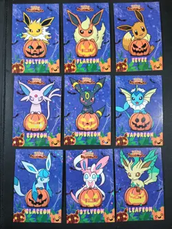 EEVEELUTIONS PUMPKIN SET POKEMON DATABASE HALLOWEEN Star HOLO PERU US SELLER - Image 1