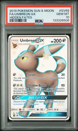 POKEMON 2019 FA/UMBREON GX SUN & MOON HIDDEN FATES #SV69 PSA 10 - Image 1