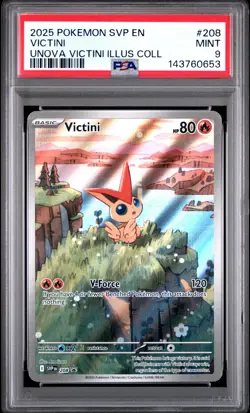 2025 POKEMON SVP PROMO UNOVA VICTINI ILLUSTRATION COLLECTION #208 VICTINI PSA 9 - Image 1