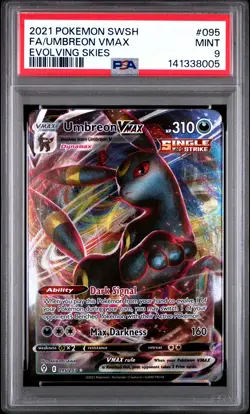 2021 POKEMON SWORD & SHIELD EVOLVING SKIES #095 FULL ART/UMBREON VMAX PSA 9 - Image 1