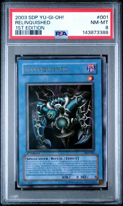 2003 YU-GI-OH! STARTER DECK: PEGASUS 1ST EDITION #001 RELINQUISHED PSA 8 - Image 1