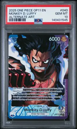 2025 One Piece OP11 En Monkey D Luffy Alternate Art #040 PSA 10 Gem Mint - Image 1