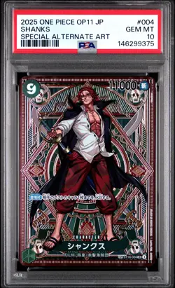 2025 ONE PIECE JPN OP11-A FIST OF DIVINE SPEED SPECIAL ALT ART SHANKS PSA 10 - Image 1