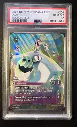 2024 DISNEY LORCANA EN 5 OLAF ENCHANTED #209 PSA 10 - Image 1