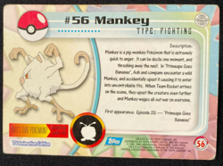 Mankey #56 Topps TV Animation Edition Blue Label Pokemon Card MP - Image 2