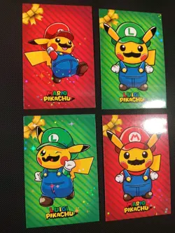 Pokemon 2024 Card Database Christmas Set Mario Luigi Pikachu 4x Set Star Holo - Image 2