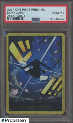2024 One Piece PRB01 EN Gold Zoro DON!! Card PSA 10 GEM MINT - Image 1