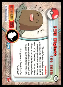 Pokemon Cards Diglett #50 Topps Trading Cards Series 1 NM *2 - Image 2