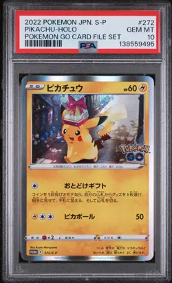 2022 POKEMON JPN S PROMO POKEMON GO CARD FILE SET #272 PIKACHU-HOLO PSA 10 - Image 1