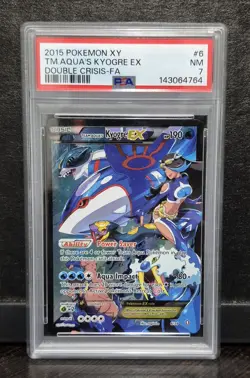 Team Aqua's Kyogre EX Holo Card 6/34 Double Crisis 2015 PSA 7 - Image 2