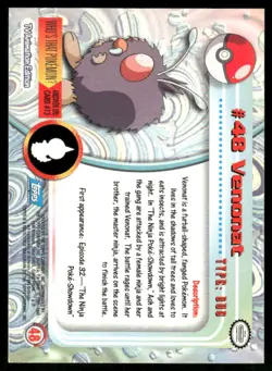 Pokemon Cards Venonat #48 Topps Trading Cards Series 1 NM *3 - Image 2