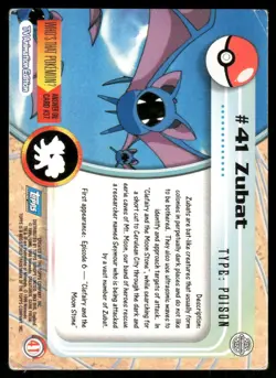 Pokemon Cards Zubat #41 Topps Trading Cards Series 1 MP *1 - Image 2