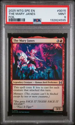 2025 MTG MARVEL'S SPIDER-MAN ETERNAL FOIL #0015 THE MARY JANES PSA 9 - Image 1