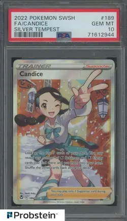 2022 Pokemon SWSH Silver Tempest #189 FA Candice PSA 10 GEM MINT - Image 1