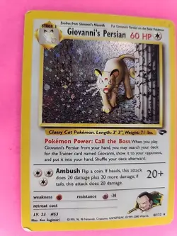 Giovanni Persian Gym Holo Pokemon Card Base WOTC - Image 4