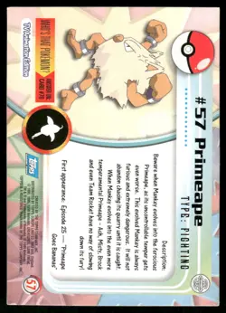 Pokemon Cards Primeape #57 Topps Trading Cards Series 1 NM *3 - Image 2