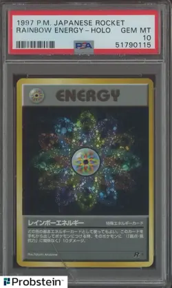 1997 Pokemon Japanese Rocket Rainbow Energy Holo w/ Swirl PSA 10 - Image 1