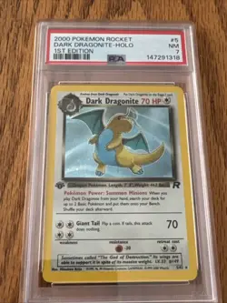 2000 POKEMON Team Rocket 1st ED Dark Dragonite #5/82 HOLO Rare PSA 7 Mint! 🔥💎 - Image 1
