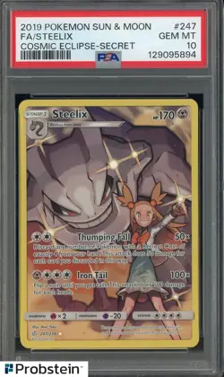 2019 Pokemon Sun & Moon Cosmic Eclipse Secret #247 FA Steelix PSA 10 GEM MINT - Image 1
