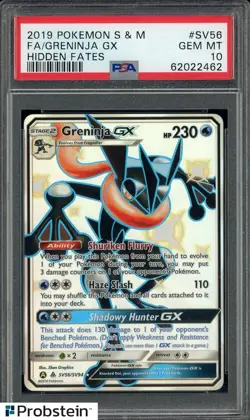 2019 Pokemon S & M Hidden Fates #SV56 FA Greninja GX PSA 10 GEM MINT - Image 1