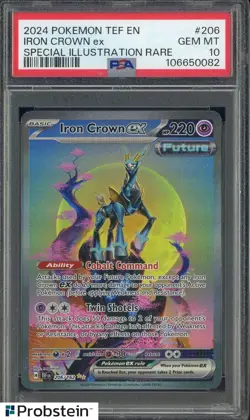2024 Pokemon TEF EN Special Illustration Rare #206 Iron Crown ex PSA 10 GEM MINT - Image 1