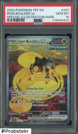 2024 Pokemon TEF EN Special Illustration Rare #207 Iron Boulder ex PSA 10 - Image 1
