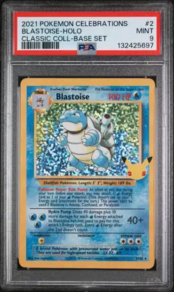 POKEMON 2021 BLASTOISE-HOLO BASE SET CELEBRATIONS CLASSIC COLLECTION #2 PSA 9 - Image 1