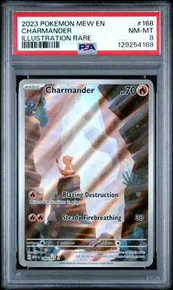 2023 POKEMON MEW EN-151 ILLUSTRATION RARE #168 CHARMANDER PSA 8 - Image 1