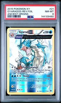 PSA 8 GYARADOS 21 REVERSE FOIL ANCIENT ORIGIN XY POKEMON NM- MINT - Image 1