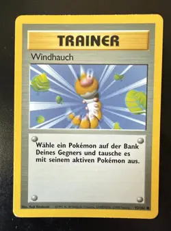 Pokemon Trainer Windhauch Gust of Wind 93/102 German Base Set Common - Image 1