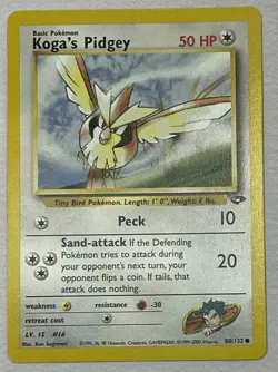 Pokemon Gym Challenge Set COMMON Koga's Pidgey 80/132 vintage Excellent - Image 2