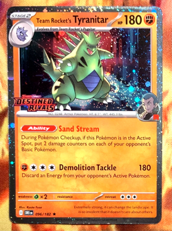 Pokemon Destined Rivals Team Rocket Tyranitar Stamped Promo 96 /182 With Swirl - Image 1