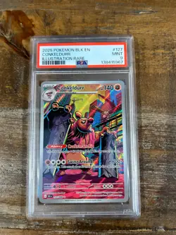 Pokemon 2025 Black Bolt Illustration Rare CONKELDURR #127 PSA 9 Mint RARE - Image 1