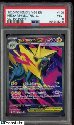 2025 Pokemon Mega Evolution Mega Manectric EX Ultra Rare PSA 9 #158 - Image 1