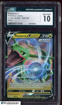 2023 Pokemon Crown Zenith Rayquaza V Ultra Rare Holo CGC 10 #100 - Image 1