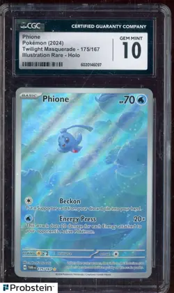 2024 Pokemon Scarlet Violet Twilight Masquerade Phione Illustration Rare CGC 10 - Image 1