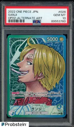 2022 One Piece Japanese OP02 #026 Sanji Alternate Art PSA 10 GEM MINT - Image 1