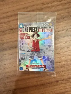 Bandai Namco Monkey D. Luffy P-055 US Voyage Promo Full Art Holo One Piece CCG - Image 1