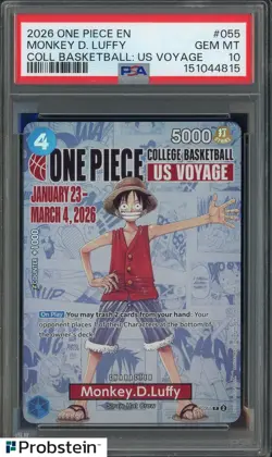 2026 One Piece EN College Basketball US Voyage #055 Monkey D Luffy PSA 10 - Image 1