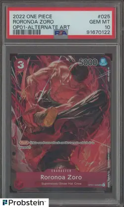 2022 One Piece OP01 #025 Roronoa Zoro Alternate Art PSA 10 GEM MINT - Image 1