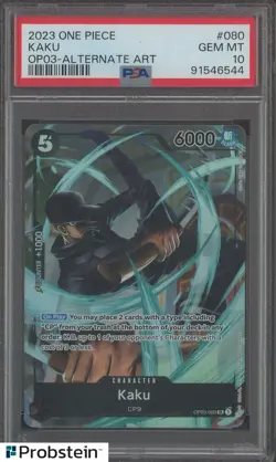 2023 One Piece OP03 #080 Kaku Alternate Art PSA 10 GEM MINT - Image 1