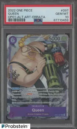 2022 One Piece OP01 Errata #097 Queen Alternate Art PSA 10 GEM MINT - Image 1