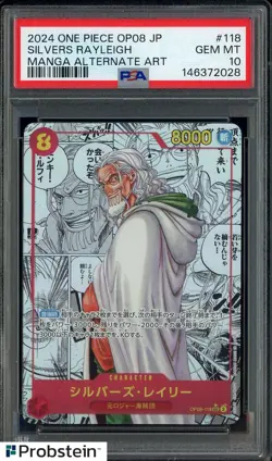2024 One Piece OP08 Japanese #118 Silvers Rayleigh Manga Alternate Art PSA 10 - Image 1