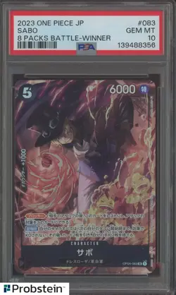2023 One Piece Japanese #083 Sabo 8 Packs Battle Winner PSA 10 GEM MINT - Image 1