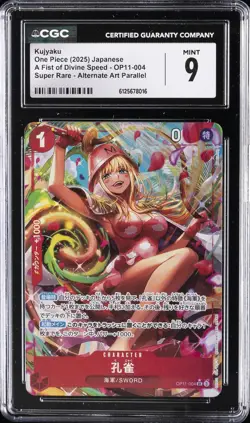 2025 ONE PIECE JPN SUPER RARE ALT. ART #OP11-004 KUJYAKU CGC 9 - Image 1